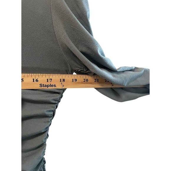 Anthropologie Joie Ruched Top Medium Gray V-Neck Long Sleeve Draped Blouse M - Picture 7 of 7